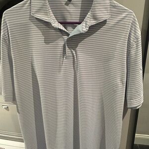 Peter Millar Light Blue and Pink Striped Polo Shirt